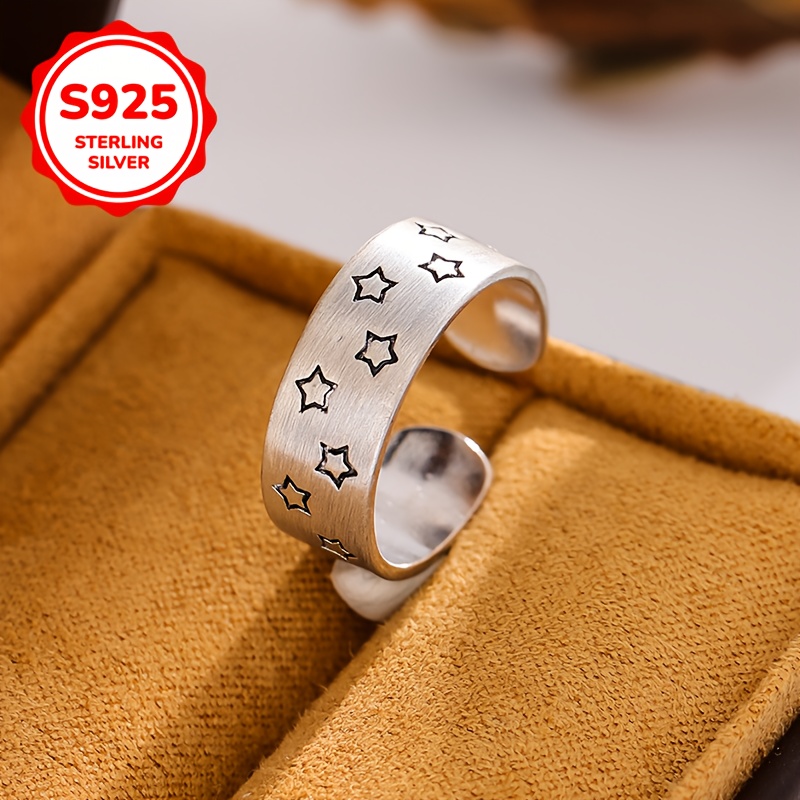 925 Silver Hypoallergenic Star Brushed Ring - Retro High End Index Finger Ring
